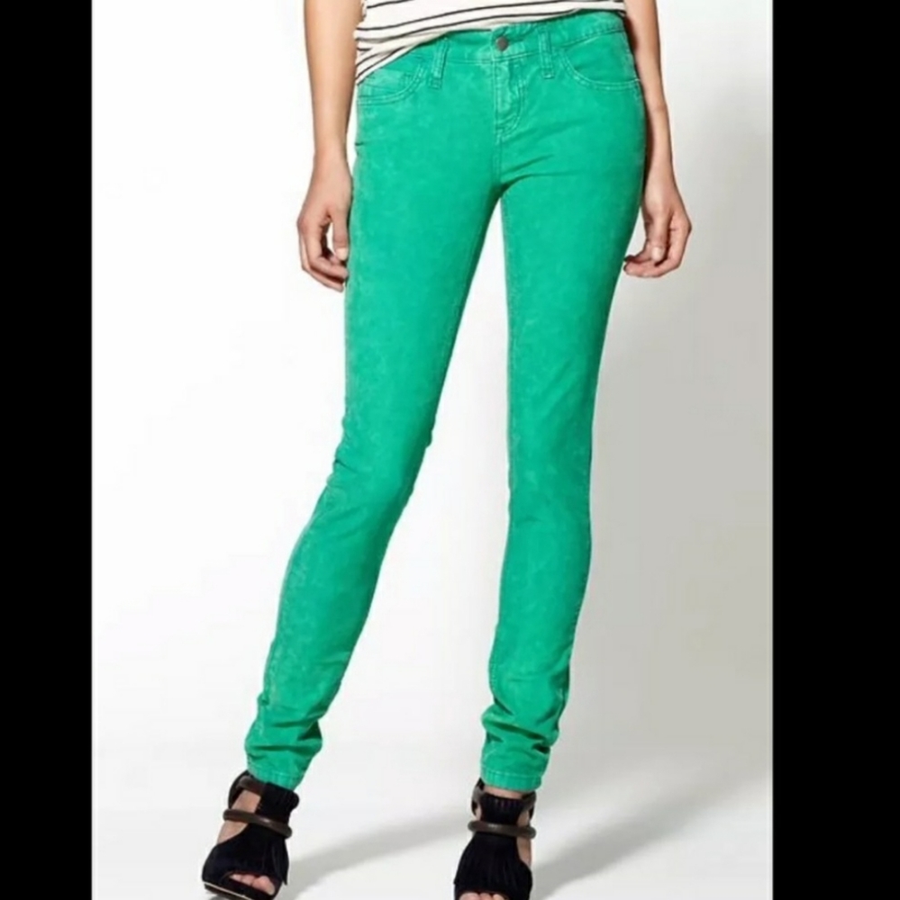 Free People Corduroy Green Skinny Jeans Size 26